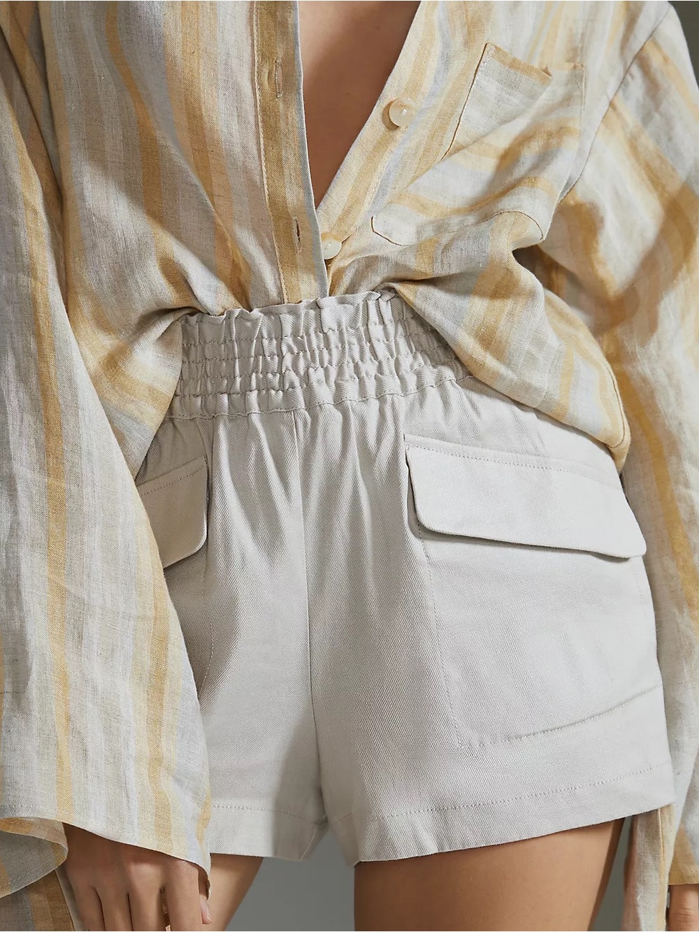 Maeve by Anthropologie Linen A-Line Shorts Stone Size Medium